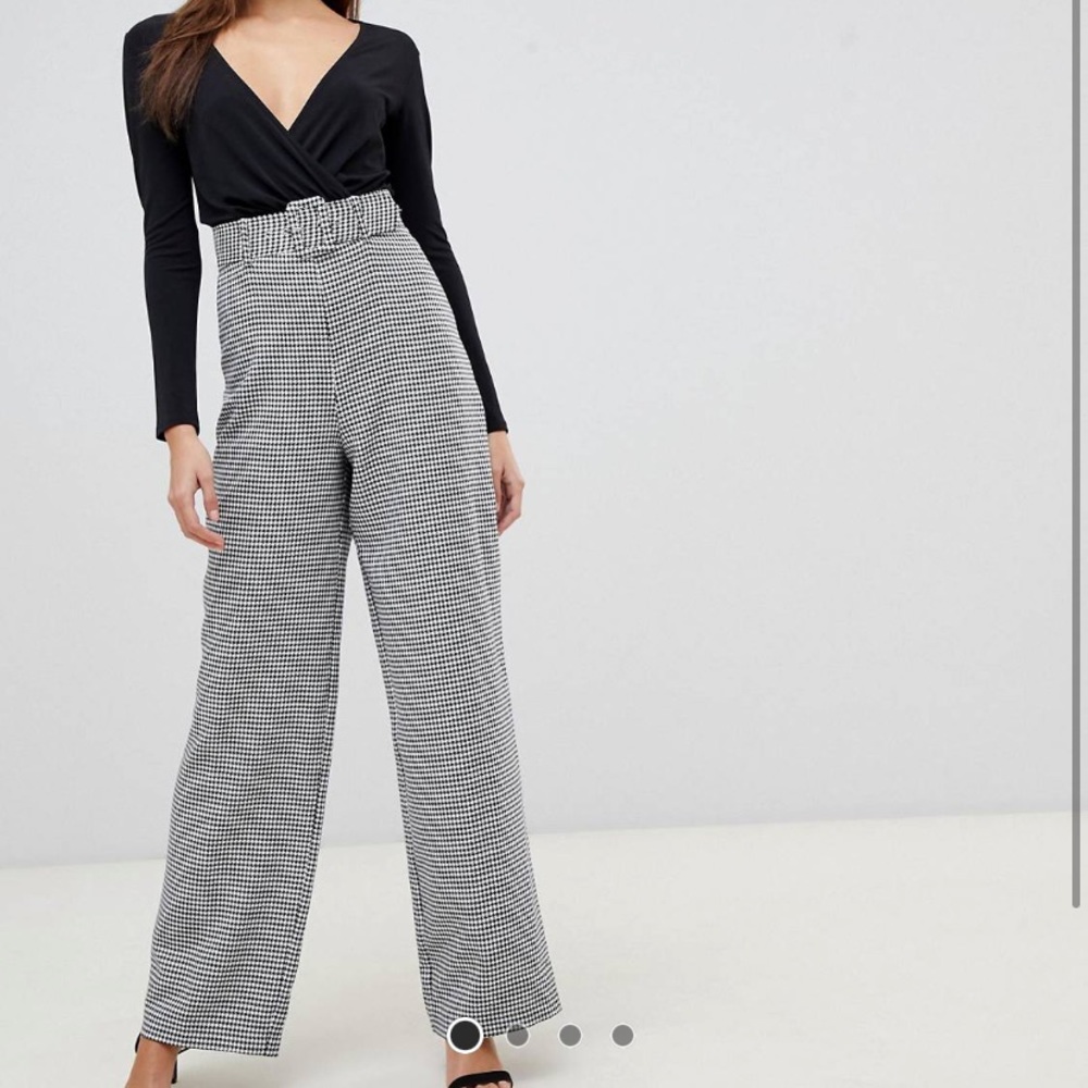 Lipsy 2 in 1 houndstooth jumpsuit in monochrome